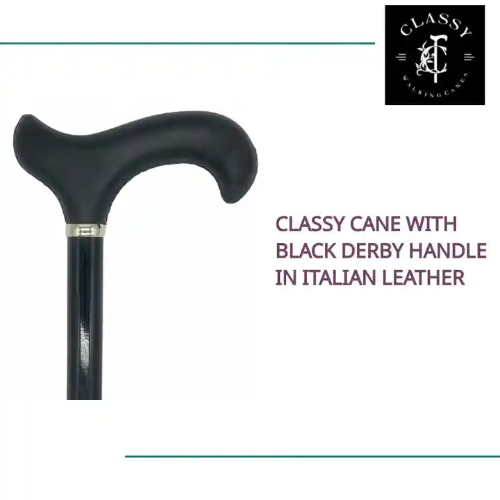 Classy Cane with Black Derby Handle in Italian Leather by@Outfy