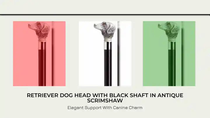 Retriever Dog Head with Black Shaft in Antique Scrimshaw by@Outfy