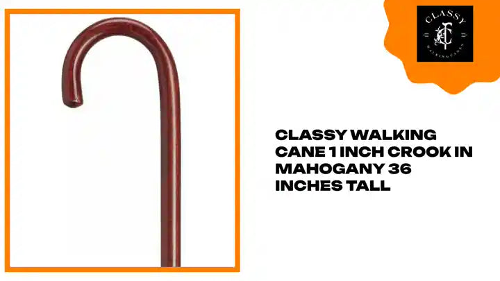 Classy Walking Cane 1 inch Crook in Mahogany 36 inches tall by@Outfy