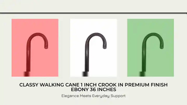 Classy Walking Cane 1 inch Crook in Premium Finish Ebony 36 inches by@Outfy