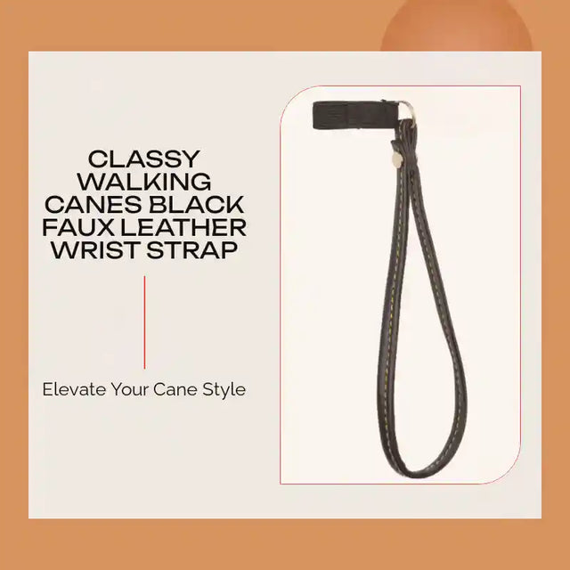 Classy Walking Canes Black Faux Leather Wrist Strap by@Outfy