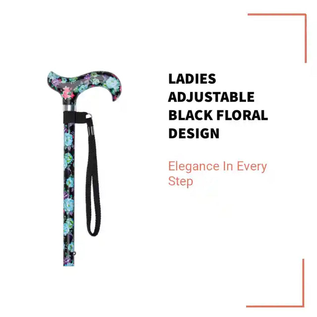 Ladies Adjustable Black Floral Design by@Outfy
