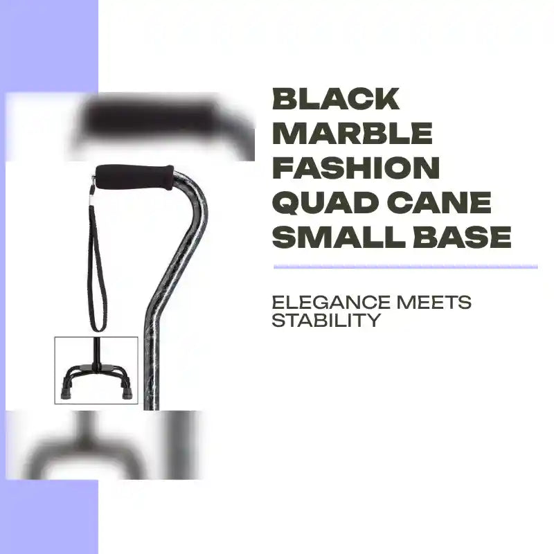 Black Marble Fashion Quad Cane Small Base by@Outfy
