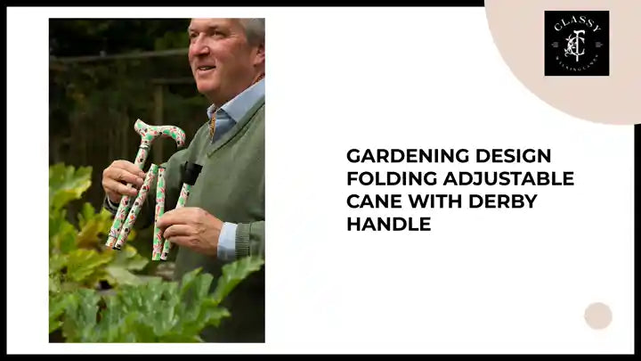 Gardening Design Folding Adjustable Cane with Derby Handle by@Outfy