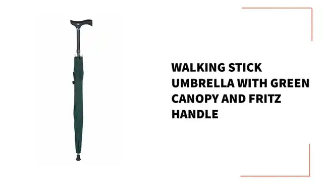 Walking Stick Umbrella with Green Canopy and Fritz Handle by@Outfy