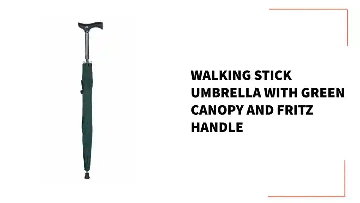Walking Stick Umbrella with Green Canopy and Fritz Handle by@Outfy