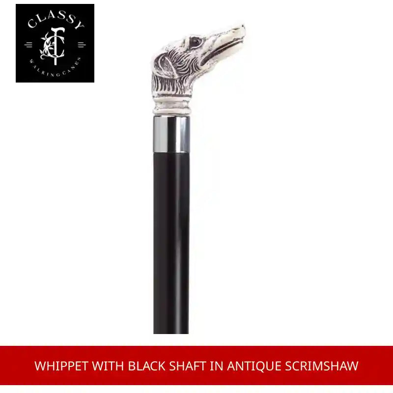 Whippet with Black Shaft in Antique Scrimshaw by@Outfy