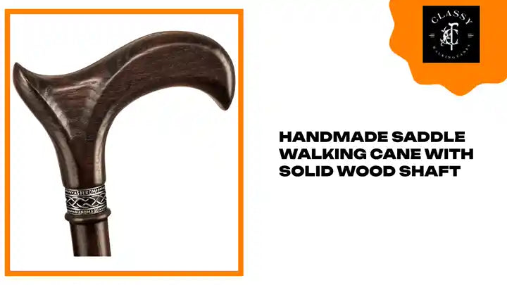 Handmade Saddle Walking Cane with Solid Wood Shaft by@Outfy