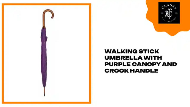 Walking Stick Umbrella with Purple Canopy and Crook Handle by@Outfy
