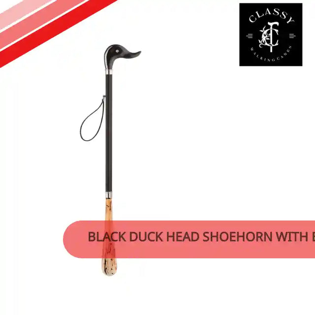 Black Duck Head Shoehorn with Bright Rhinestone Eye by@Outfy