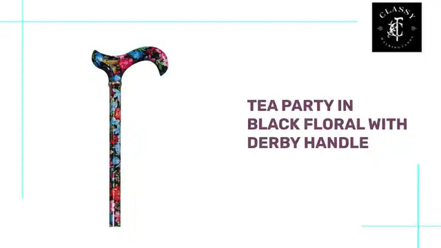 Tea Party in Black Floral with Derby Handle by@Outfy