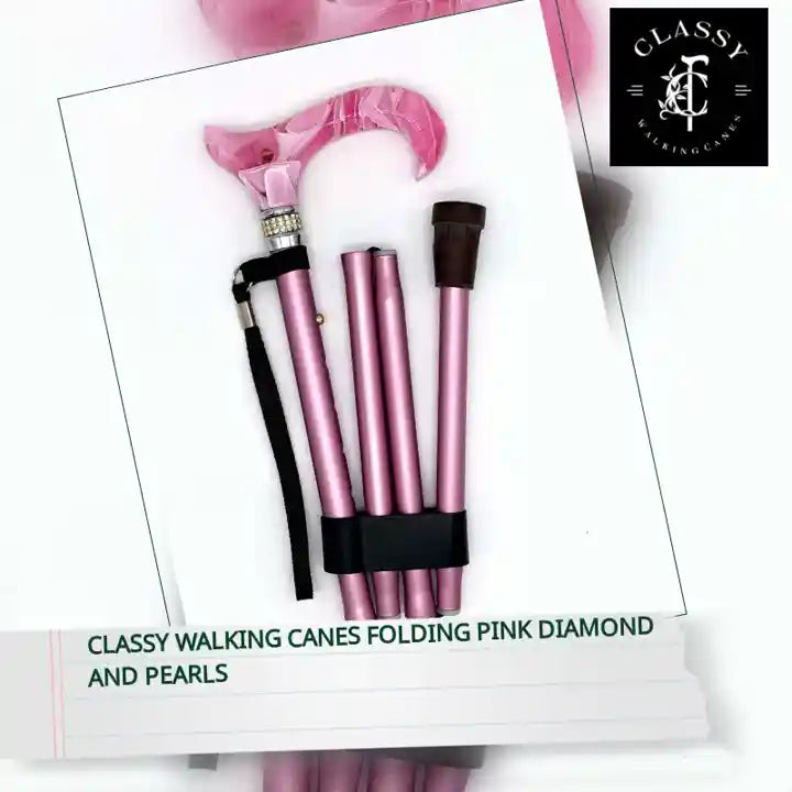 Classy Walking Canes Folding Pink Diamond and Pearls by@Outfy