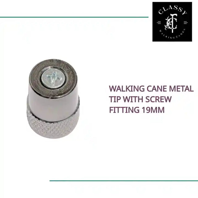 Walking Cane Metal Tip with Screw Fitting 19mm by@Outfy