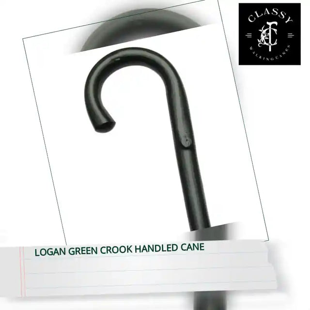 Logan Green Crook Handled Cane by@Outfy