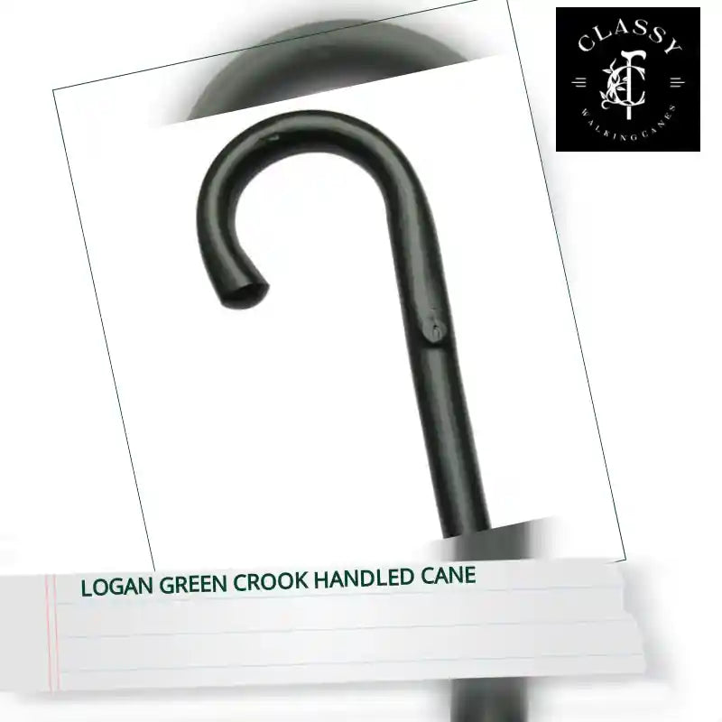 Logan Green Crook Handled Cane by@Outfy