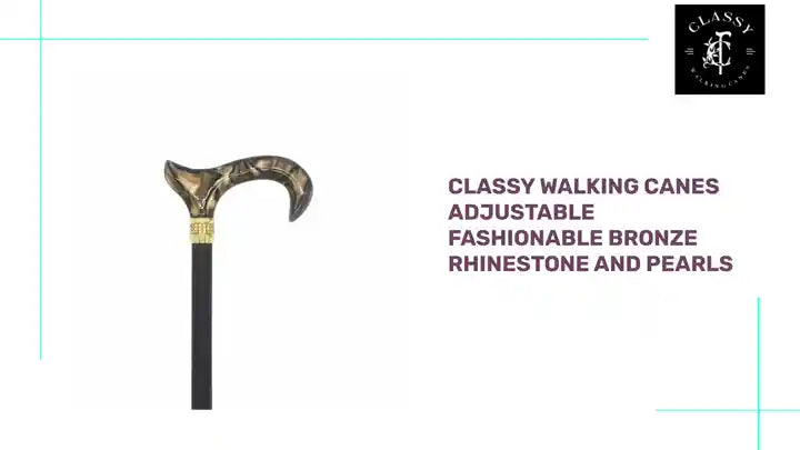 Classy Walking Canes Adjustable Fashionable Bronze Rhinestone and Pearls by@Outfy