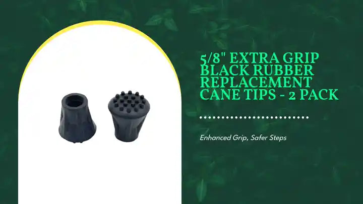 5/8" Extra Grip Black Rubber Replacement Cane Tips - 2 Pack by@Outfy