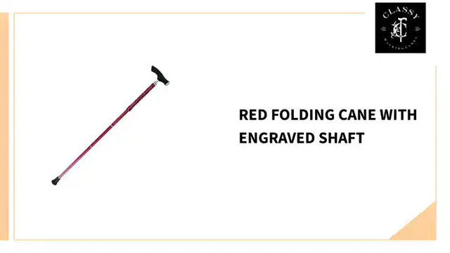 Red Folding Cane with Engraved Shaft by@Outfy