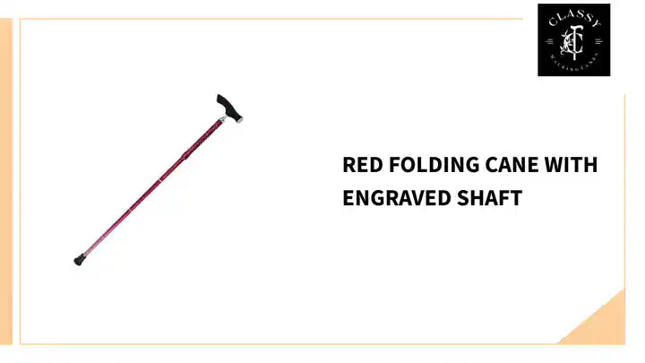 Red Folding Cane with Engraved Shaft by@Outfy