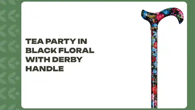 Tea Party in Black Floral with Derby Handle by@Outfy