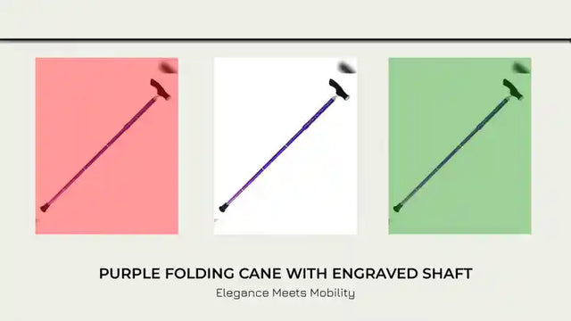 Purple Folding Cane with Engraved Shaft by@Outfy