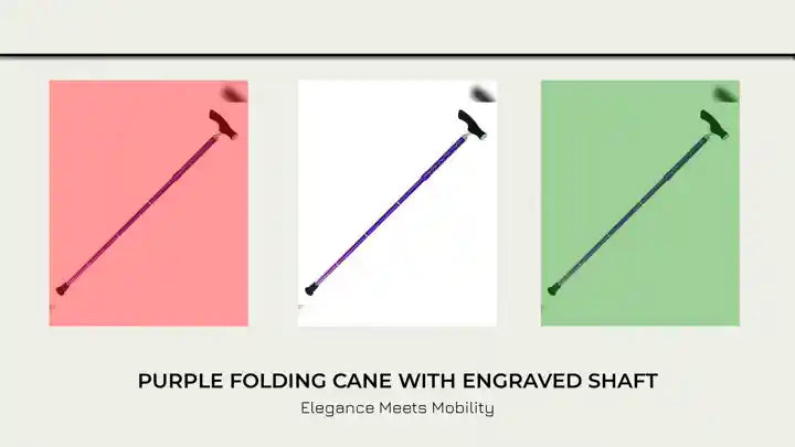 Purple Folding Cane with Engraved Shaft by@Outfy