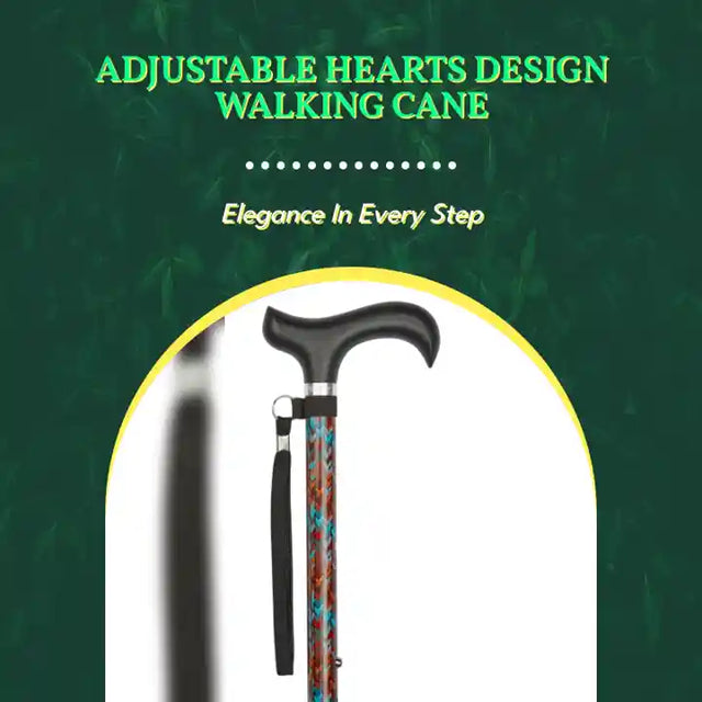 Adjustable Hearts Design Walking Cane by@Outfy