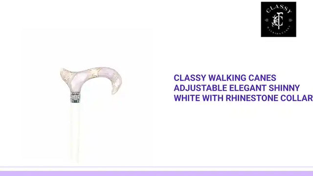 Classy Walking Canes Adjustable Elegant Shinny White with Rhinestone Collar by@Outfy
