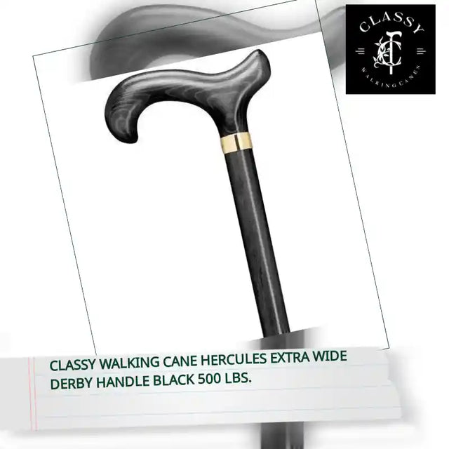 Classy Walking Cane Hercules Extra Wide Derby Handle Black 500 lbs. by@Outfy