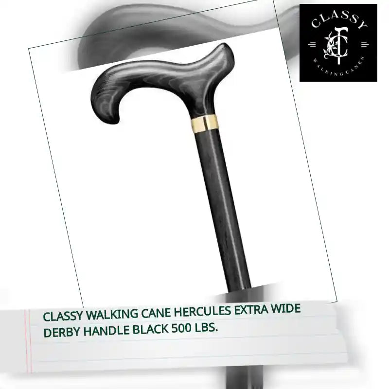 Classy Walking Cane Hercules Extra Wide Derby Handle Black 500 lbs. by@Outfy