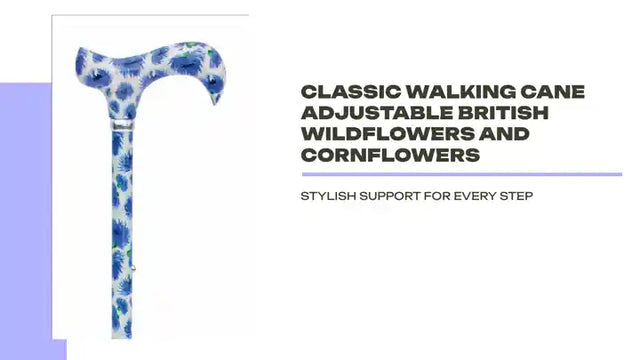 Classic Walking Cane Adjustable British Wildflowers and Cornflowers by@Outfy