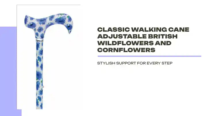 Classic Walking Cane Adjustable British Wildflowers and Cornflowers by@Outfy
