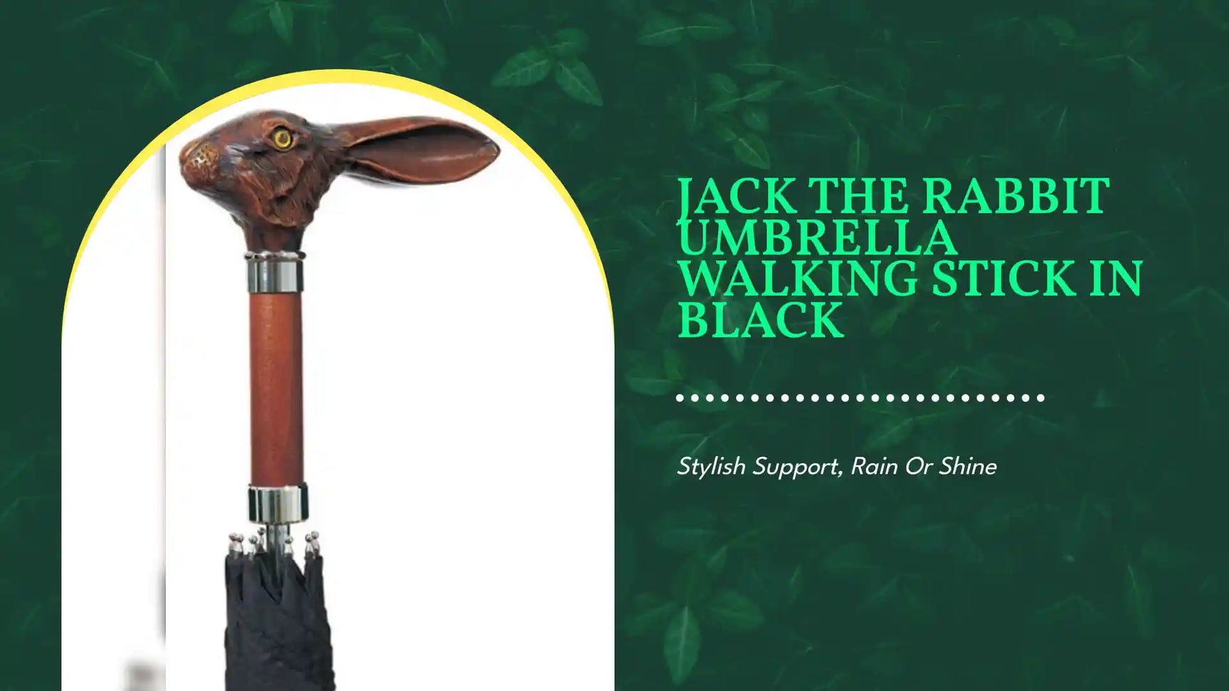 Jack The Rabbit Umbrella Walking Stick in Black by@Outfy