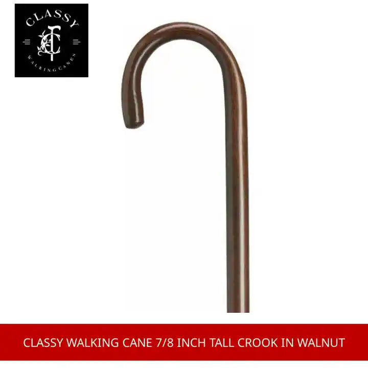 Classy Walking Cane 7/8 inch Tall Crook in Walnut by@Outfy