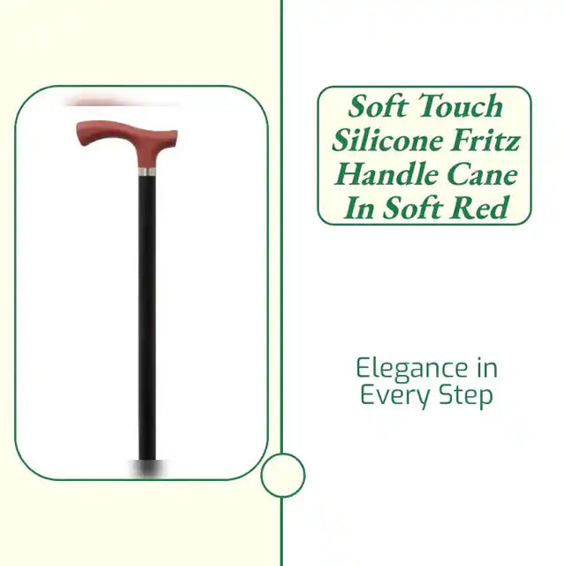 Soft Touch Silicone Fritz Handle Cane in Soft Red by@Outfy