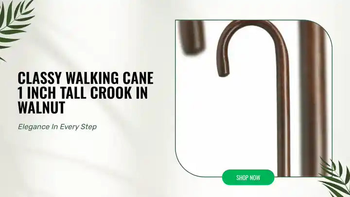 Classy Walking Cane 1 inch Tall Crook in Walnut by@Outfy