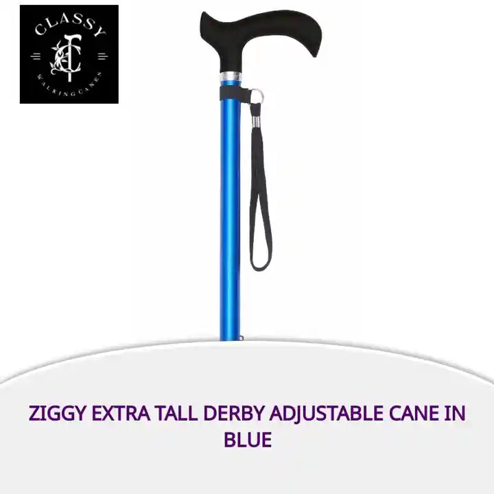 Ziggy Extra Tall Derby Adjustable Cane in Blue by@Outfy