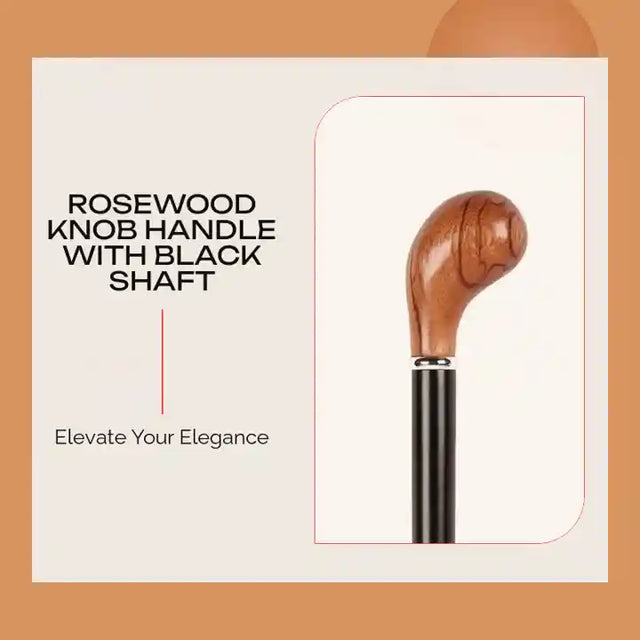 Rosewood Knob Handle with Black Shaft by@Outfy