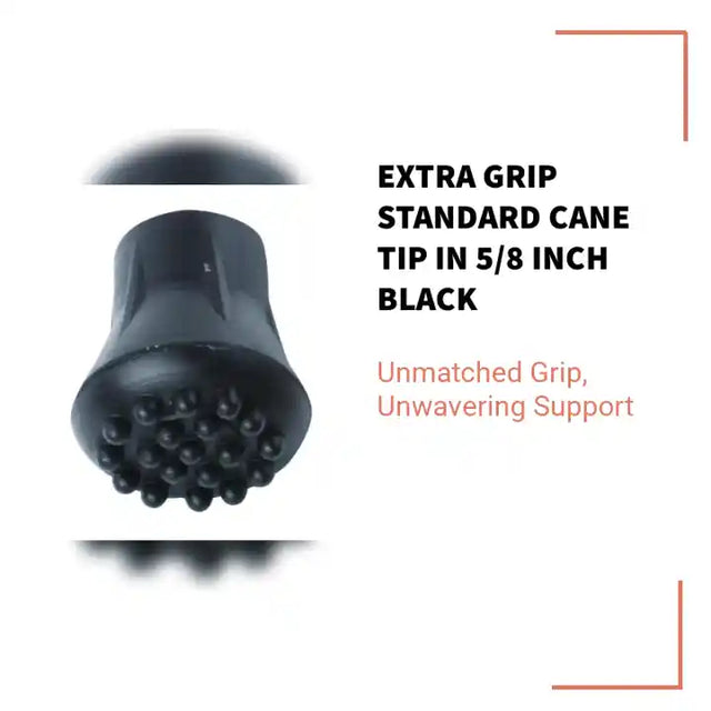 Extra Grip Standard Cane Tip in 5/8 inch Black by@Outfy
