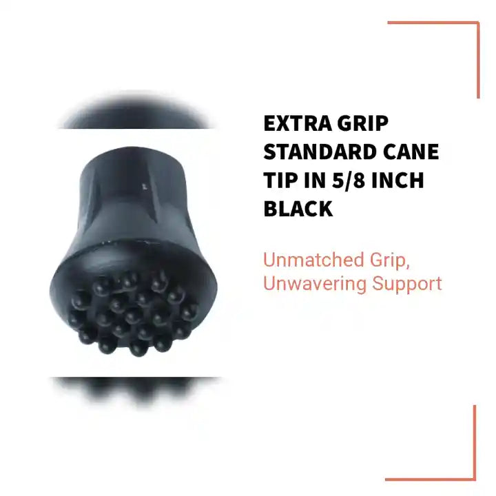 Extra Grip Standard Cane Tip in 5/8 inch Black by@Outfy