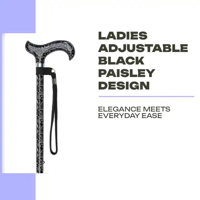 Ladies Adjustable Black Paisley Design by@Outfy