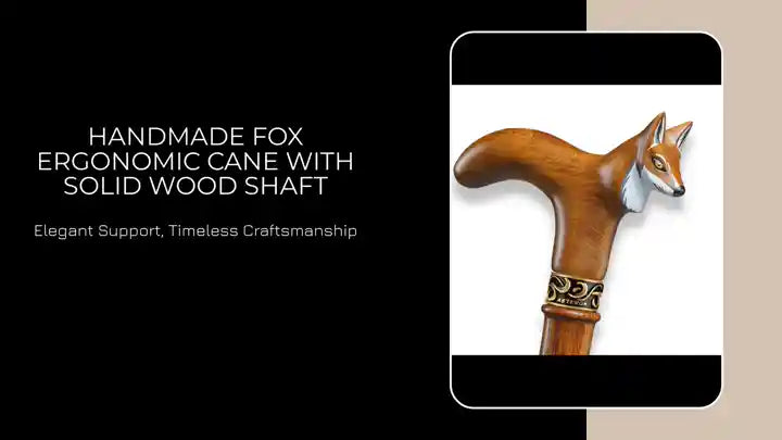 Handmade Fox Ergonomic Cane with Solid Wood Shaft by@Outfy