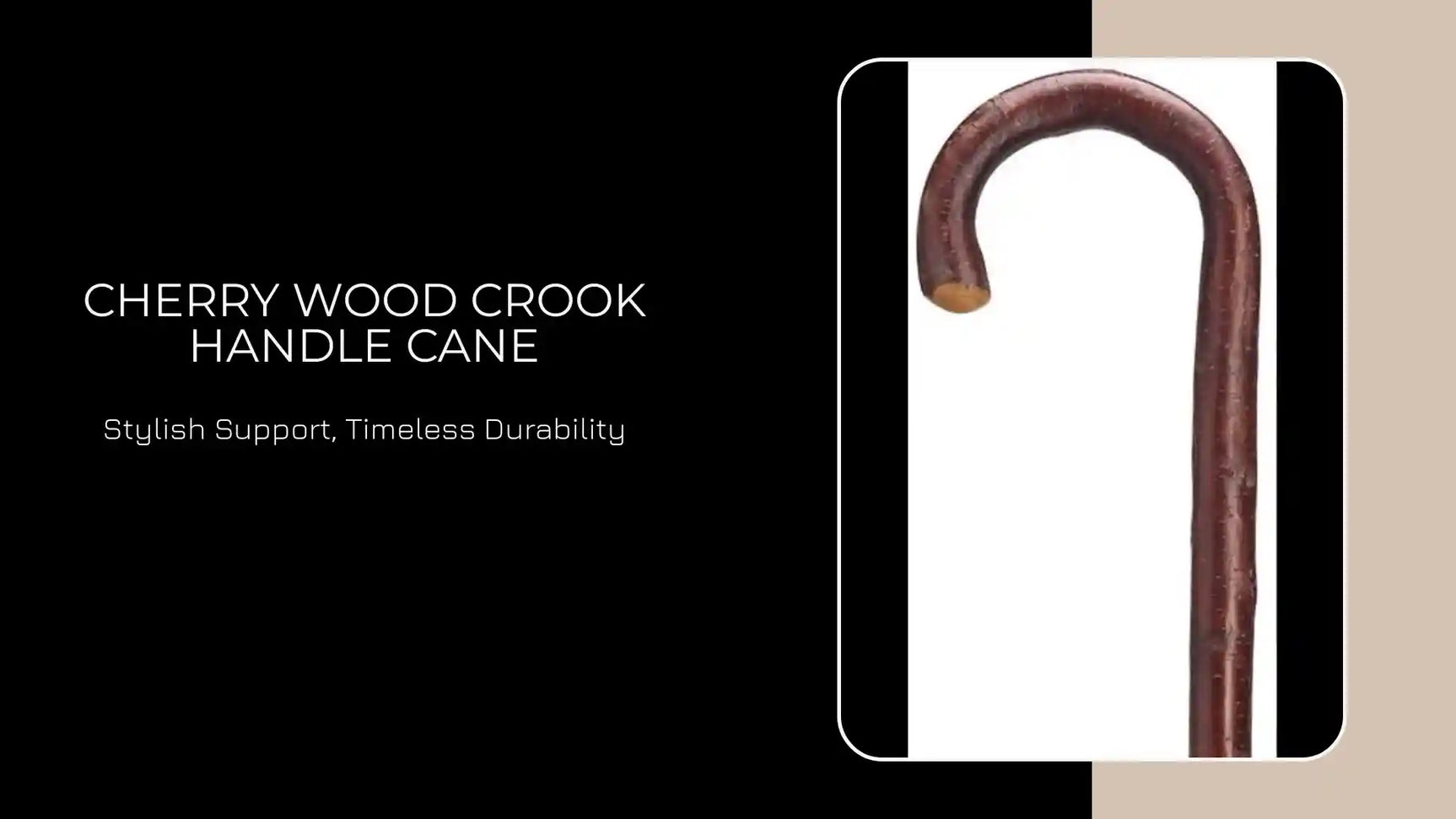 Cherry Wood Crook Handle Cane by@Outfy