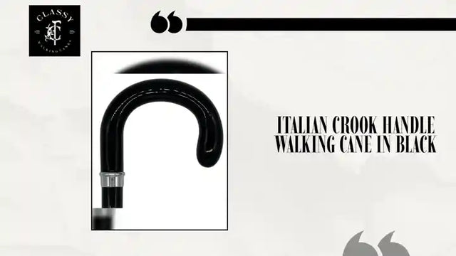 Italian Crook Handle Walking Cane in Black by@Outfy