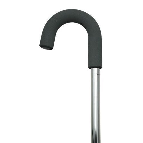 Womens Crook in Solids Chrome-Classy Walking Canes