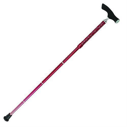Red Folding Cane with Engraved Shaft-Classy Walking Canes