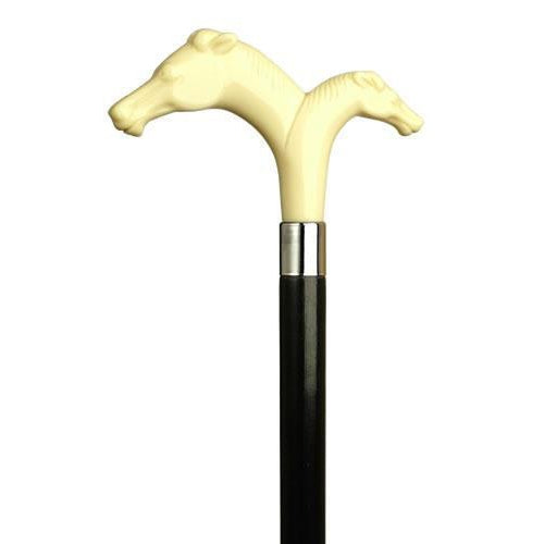 Derby Double Horse Heads Ivory-Classy Walking Canes