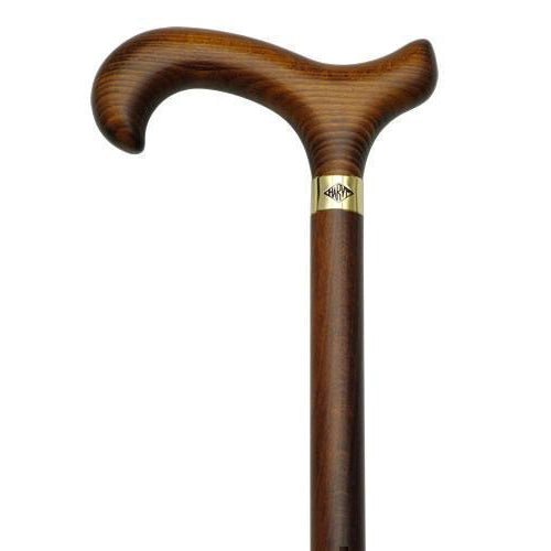 PCP Wood Cane with Derby Handle, Ramin Wood, Large Grip