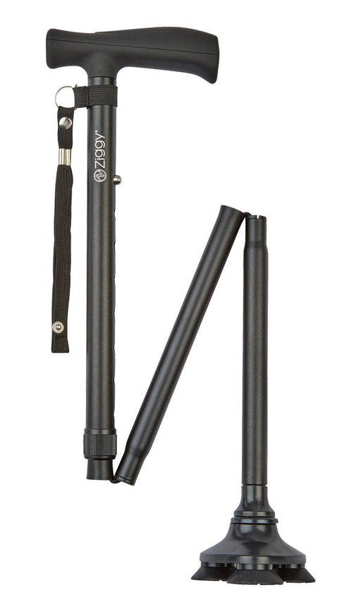 Ziggy Tribase Folding Stick in Black-Classy Walking Canes