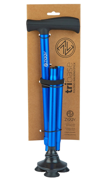 Ziggy Tribase Folding Stick in Blue-Classy Walking Canes